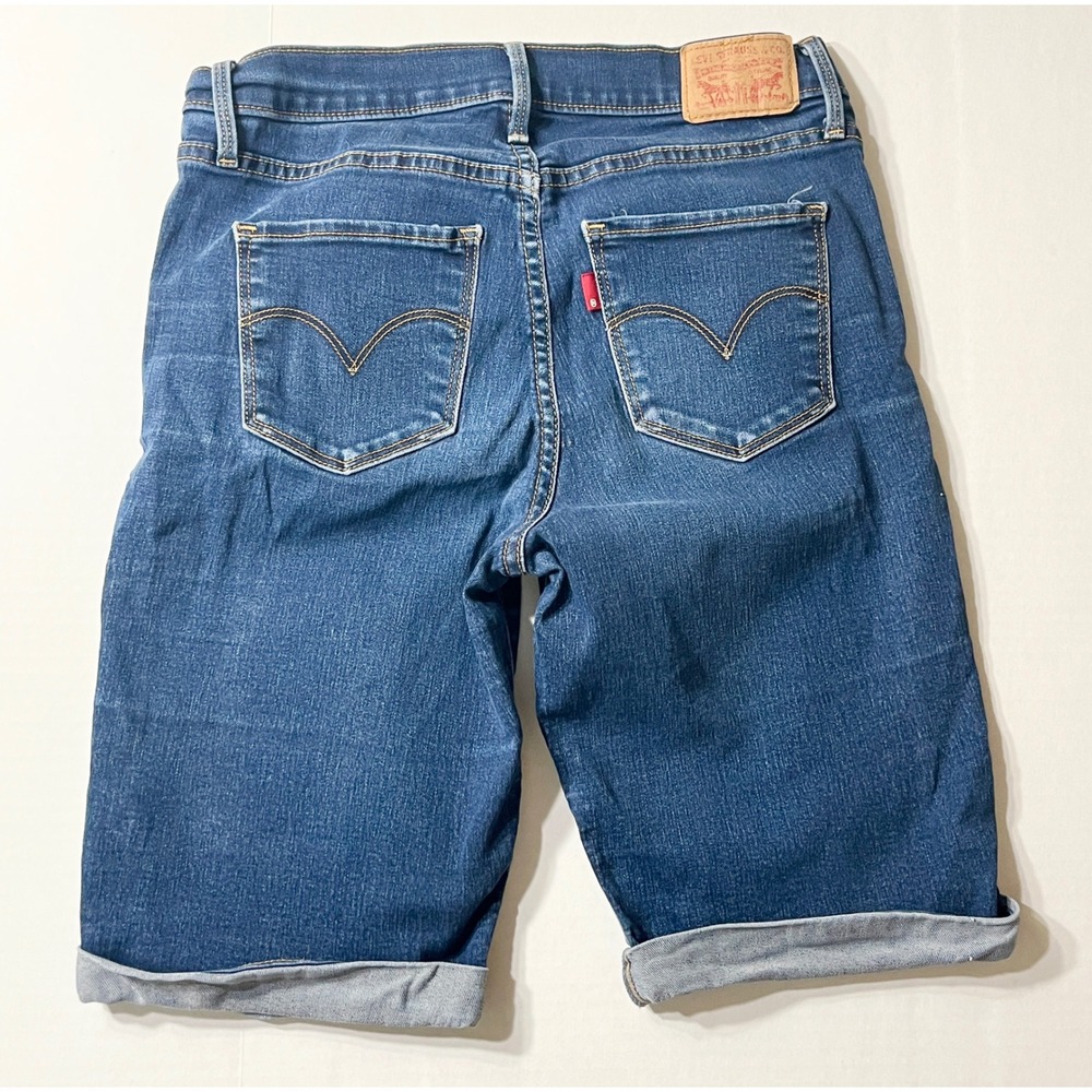 Levis Bermuda Shorts Womens 27 Denim‎ Cuffed Blue Stretch Classic me Coastal